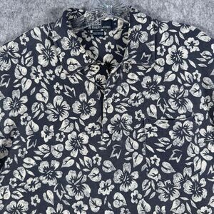 Polo Ralph Lauren Shirt Mens Size Medium Blue Short Sleeve Polo Hawaiian Floral